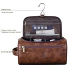 Leather Toiletry Bag for Men & Women – Hanging Dopp Kit Travel Organizer with Large Capacity & Water-Resistant Design