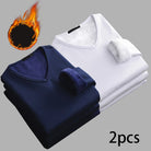 Men’s V-Neck Velvet Thermal Top | Thick Warm Fleece-Lined Long Sleeve Shirt Winter Base Layer M–4XL – Ideal Christmas Gift - Moss Roze