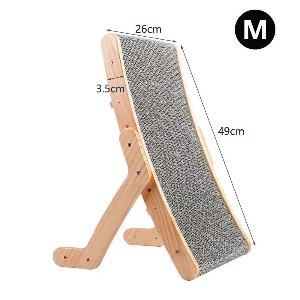 Cat Scratcher Board Wooden Frame – 3-in-1 Detachable Scratching Post and Lounge Bed