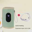 Digital Baby Bottle Warmer with USB Type-C – Portable Milk Heater with Adjustable Temperature and Display for Travel, Car, and Home - Moss Roze