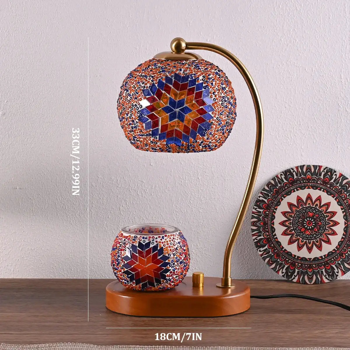 Bohemian Style Hand-Colored Glass Bedside Lamp – 3-Color Retro Table Light