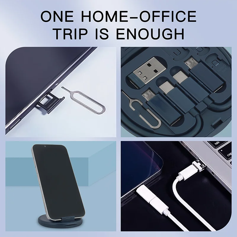 60W Multi USB Adapter Cable Kit – Type-C to C, Lightning, Micro USB & USB-A Converters - Moss Roze