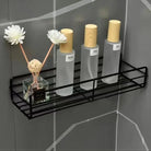 Wall Mounted Bathroom Shelf | Iron Corner Shower Rack with Drain Basket for Shampoo & Cosmetics – No Drill Storage Organizer for Bathroom & Kitchen - Moss Roze