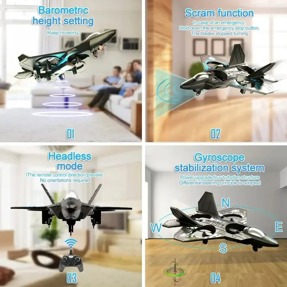 2.4G High-Performance RC Foam Glider Plane – Gravity Sensing EPP Fighter Jet with Lights, Remote Control Toy Aircraft