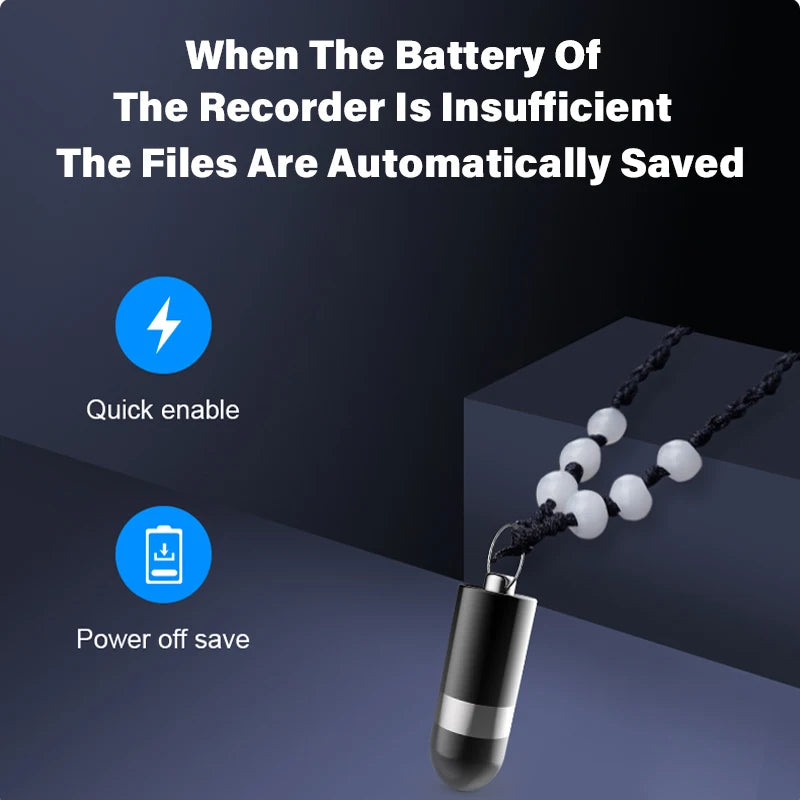 Mini Voice Activated Recorder – Digital Audio Recording Device, Professional Dictaphone & Listening Micro Recorder | Keychain & Pendant Design - Moss Roze