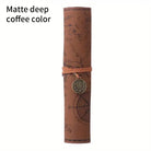 Vintage Treasure Map Leather Pencil Case – Roll-Up Pouch with Buckle Closure, Large Capacity Organizer for School, Art Supplies - Moss Roze