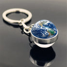 Galaxy Planet Keychain with Glass Ball Pendant | Earth Moon Solar System Key Ring for Bags, Vintage Starry Sky Universe Accessory - Moss Roze