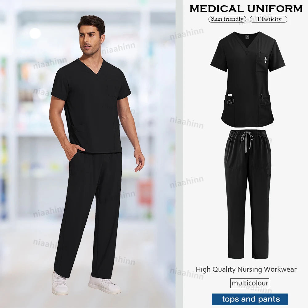 Unisex Nursing Scrubs Set – Anti-Wrinkle Medical Uniform for Doctors, Nurses & Hospital Staff - Moss Roze