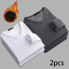 Men’s V-Neck Velvet Thermal Top | Thick Warm Fleece-Lined Long Sleeve Shirt Winter Base Layer M–4XL – Ideal Christmas Gift - Moss Roze