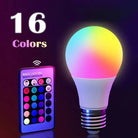 RGB LED Light Bulb with Remote Control, 16 Colors E27 220V Smart Dimmable Multicolor Lamp for Home & Mood Lighting | smart Tech gadgets - Moss Roze