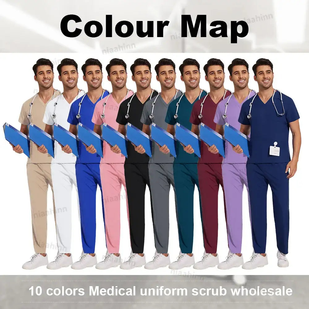 Unisex Nursing Scrubs Set – Anti-Wrinkle Medical Uniform for Doctors, Nurses & Hospital Staff