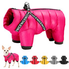 Super Warm Winter Dog Jacket with Harness – Waterproof Hooded Pet Coat for Small & Medium Dogs, French Bulldog, Chihuahua, All types of Dogs - Moss Roze