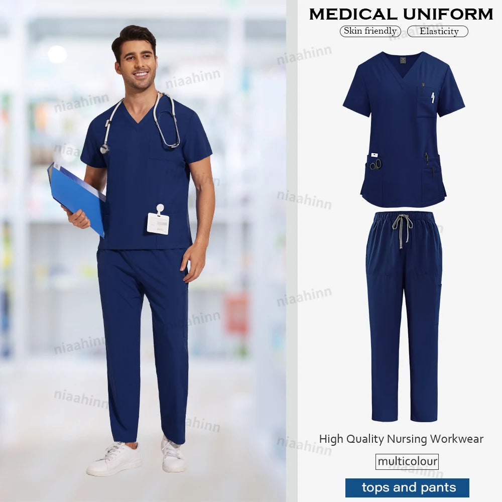 Unisex Nursing Scrubs Set – Anti-Wrinkle Medical Uniform for Doctors, Nurses & Hospital Staff - Moss Roze