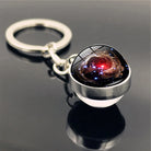 Galaxy Planet Keychain with Glass Ball Pendant | Earth Moon Solar System Key Ring for Bags, Vintage Starry Sky Universe Accessory - Moss Roze